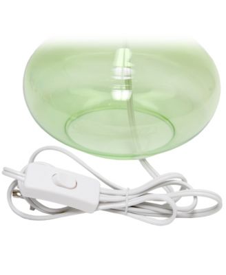 Glass Raindrop Table Lamp with Fabric Shade, Green with White Shade