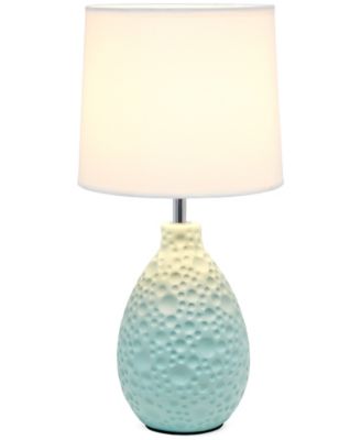 Essentix 14.17" Traditional Ceramic Textured Thumbprint Tear Drop Shaped Table Desk Lamp 