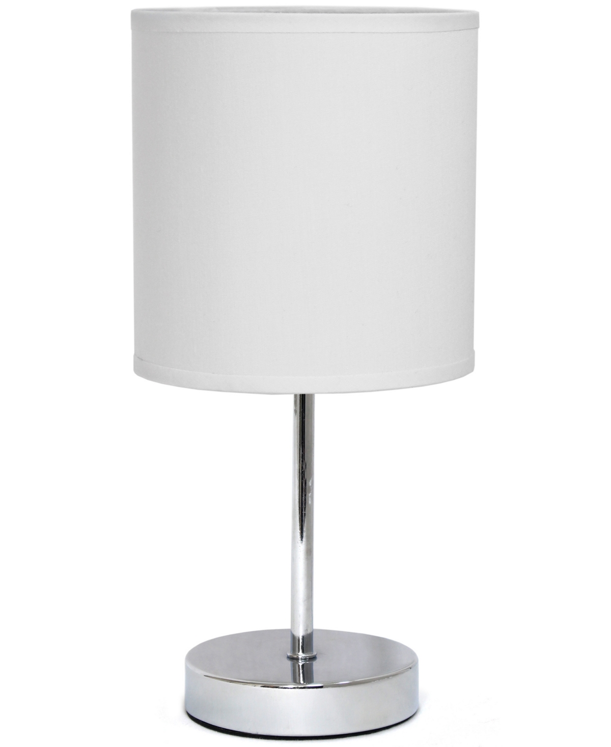 Shop Creekwood Home Nauru 11.81" Traditional Petite Metal Stick Bedside Table Desk Lamp In Chrome With Fabric Drum Shade In White
