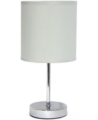 Nauru 11.81" Traditional Petite Metal Stick Bedside Table Desk Lamp in Chrome with Fabric Drum Shade