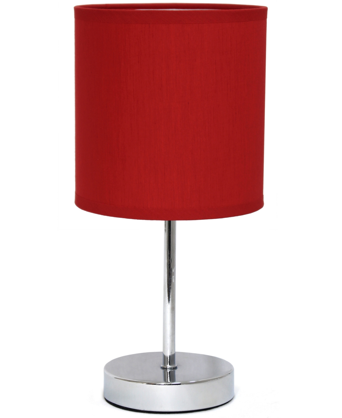 Shop Creekwood Home Nauru 11.81" Traditional Petite Metal Stick Bedside Table Desk Lamp In Chrome With Fabric Drum Shade In Red
