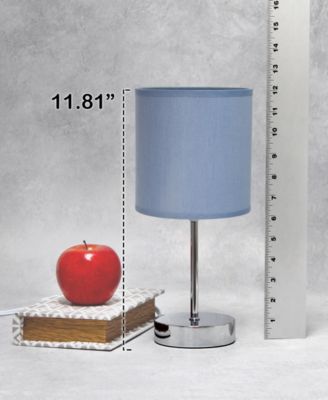 Nauru 11.81" Traditional Petite Metal Stick Bedside Table Desk Lamp in Chrome with Fabric Drum Shade