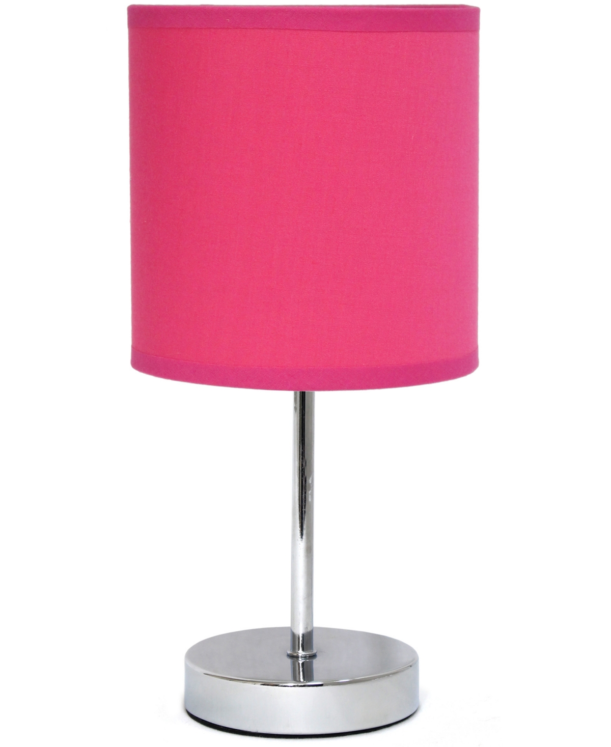 Shop Creekwood Home Nauru 11.81" Traditional Petite Metal Stick Bedside Table Desk Lamp In Chrome With Fabric Drum Shade In Hot Pink