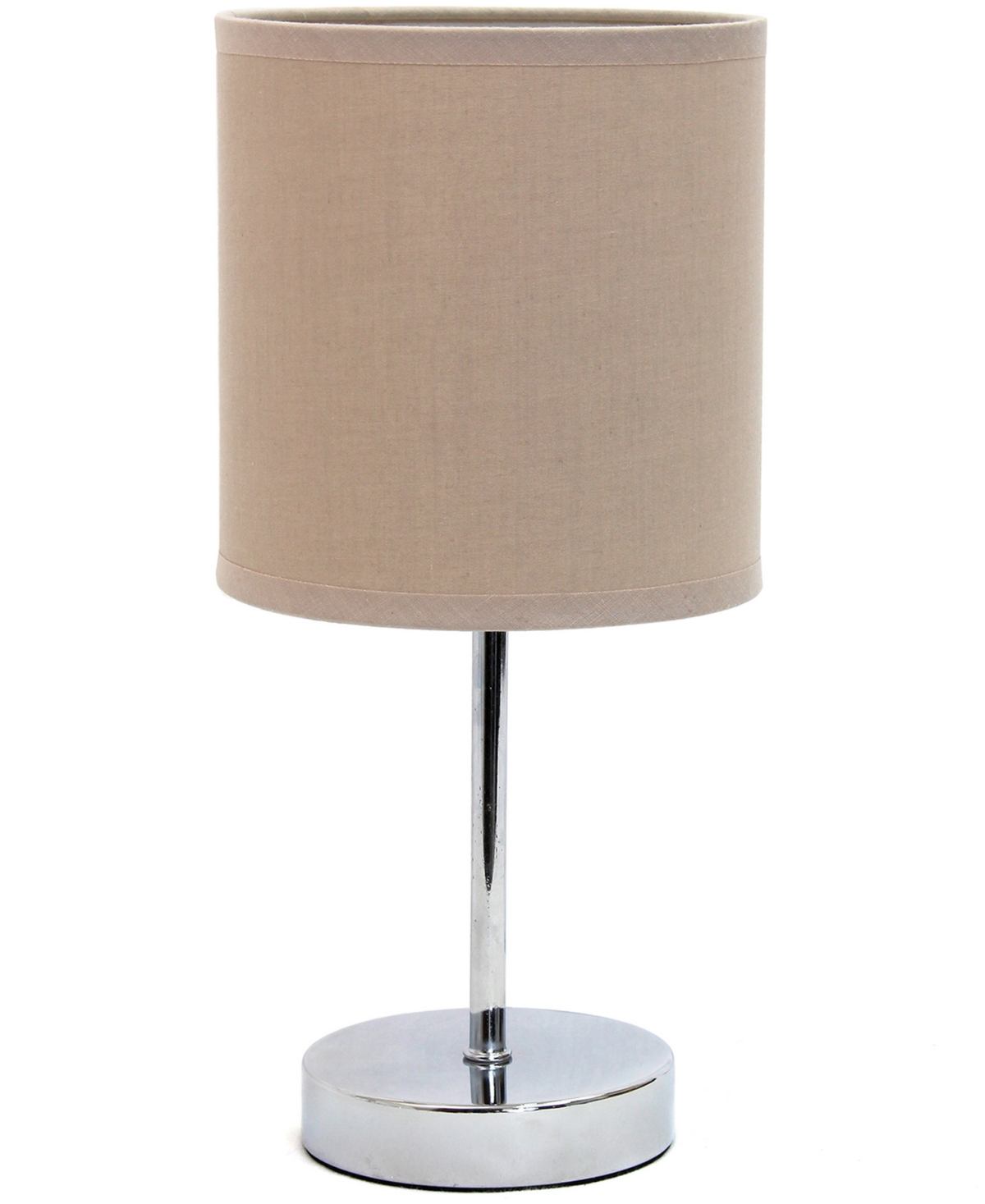 Shop Creekwood Home Nauru 11.81" Traditional Petite Metal Stick Bedside Table Desk Lamp In Chrome With Fabric Drum Shade In Gray