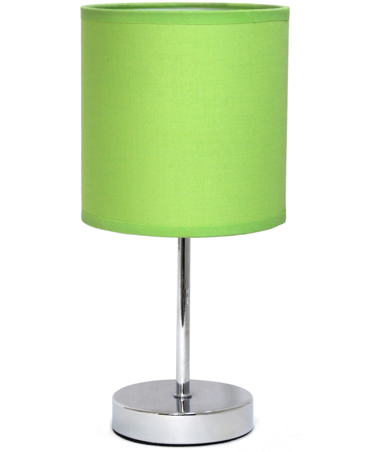 Shop Creekwood Home Nauru 11.81" Traditional Petite Metal Stick Bedside Table Desk Lamp In Chrome With Fabric Drum Shade In Green