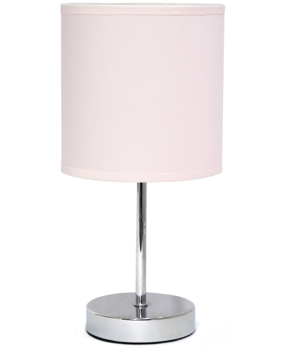 Shop Creekwood Home Nauru 11.81" Traditional Petite Metal Stick Bedside Table Desk Lamp In Chrome With Fabric Drum Shade In Blush Pink