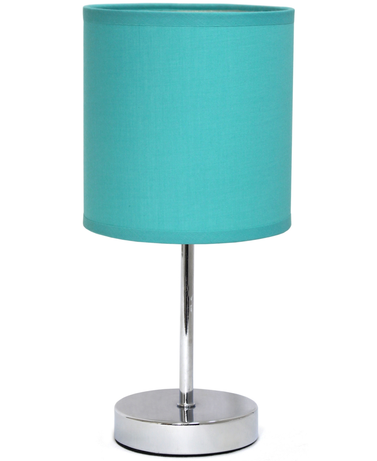 Shop Creekwood Home Nauru 11.81" Traditional Petite Metal Stick Bedside Table Desk Lamp In Chrome With Fabric Drum Shade In Blue