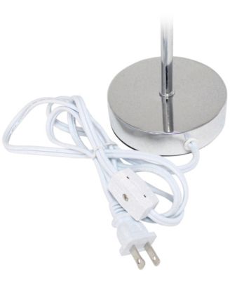 Nauru 11.81" Traditional Petite Metal Stick Bedside Table Desk Lamp in Chrome with Fabric Drum Shade