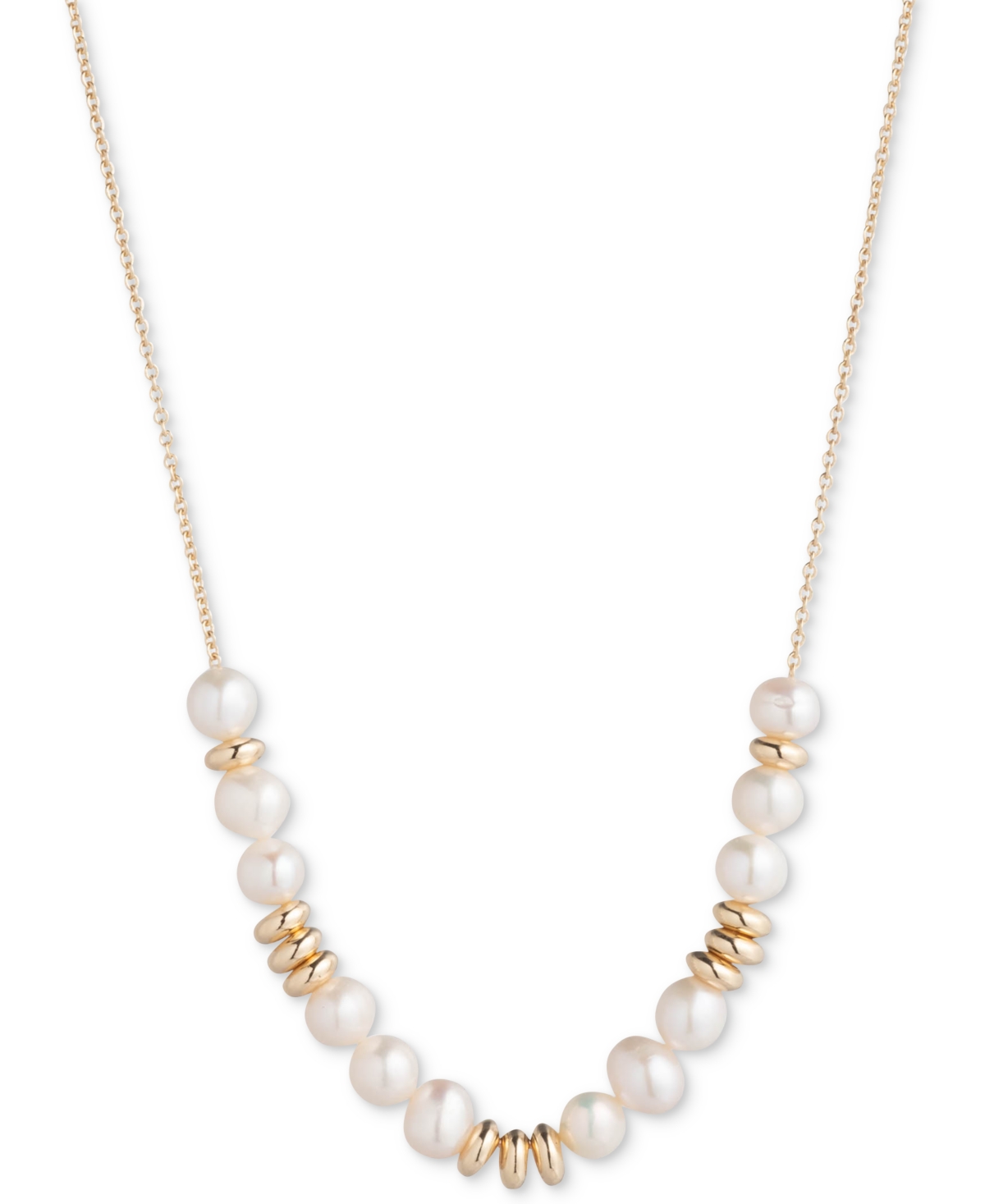 Shop Lauren Ralph Lauren Gold-tone & Freshwater Pearl Beaded Statement Necklace, 16" + 3" Extender In White