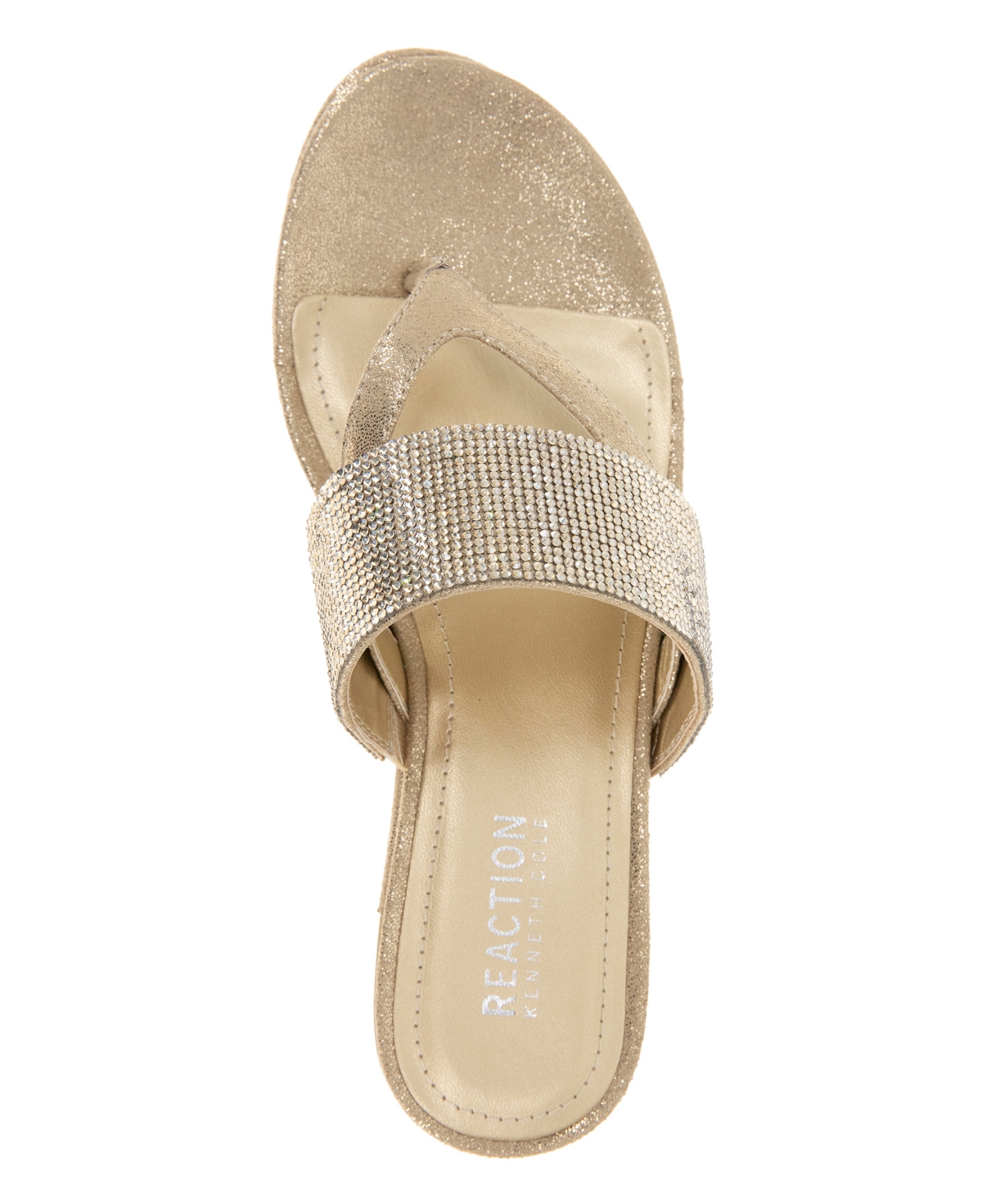 Kenneth Cole Reaction Women s Pepea Cross Jewel Wedge Sandals Gold Elastic Smart Closet