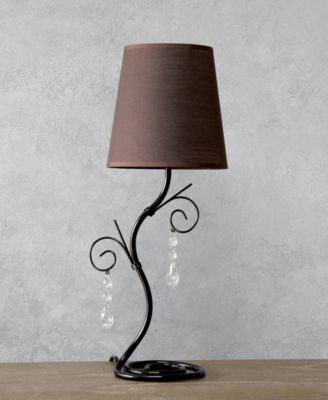 Priva 19" Contemporary Metal Winding Ivy Table Desk Lamp with Brown Fabric Shade 