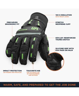 Men's Extreme Freezer Gloves with Touch-Rite Nib - Insulated, Impact Protection, Touchscreen Compatible Work Gloves for -30°F
