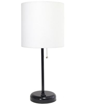 Oslo 19.5" Contemporary Bedside Standard Metal Table Desk Lamp with White Drum Fabric Shade 