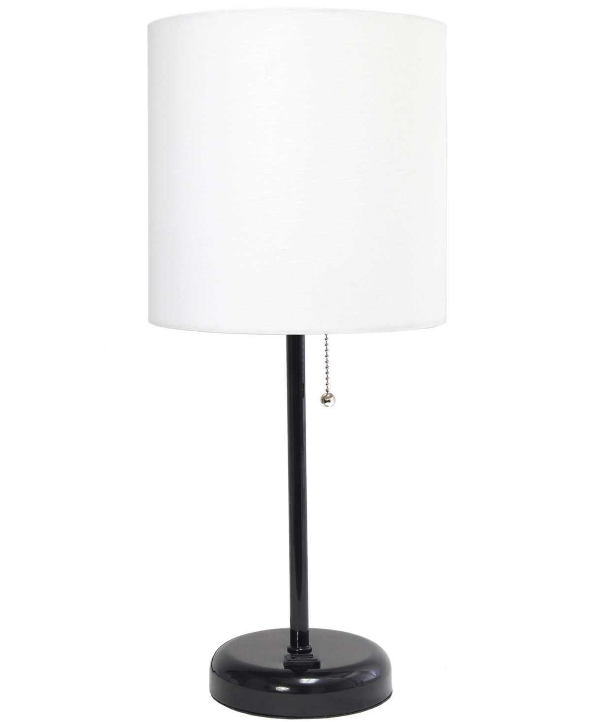 Shop Creekwood Home Oslo 19.5" Contemporary Bedside Standard Metal Table Desk Lamp With White Drum Fabric Shade In Multi