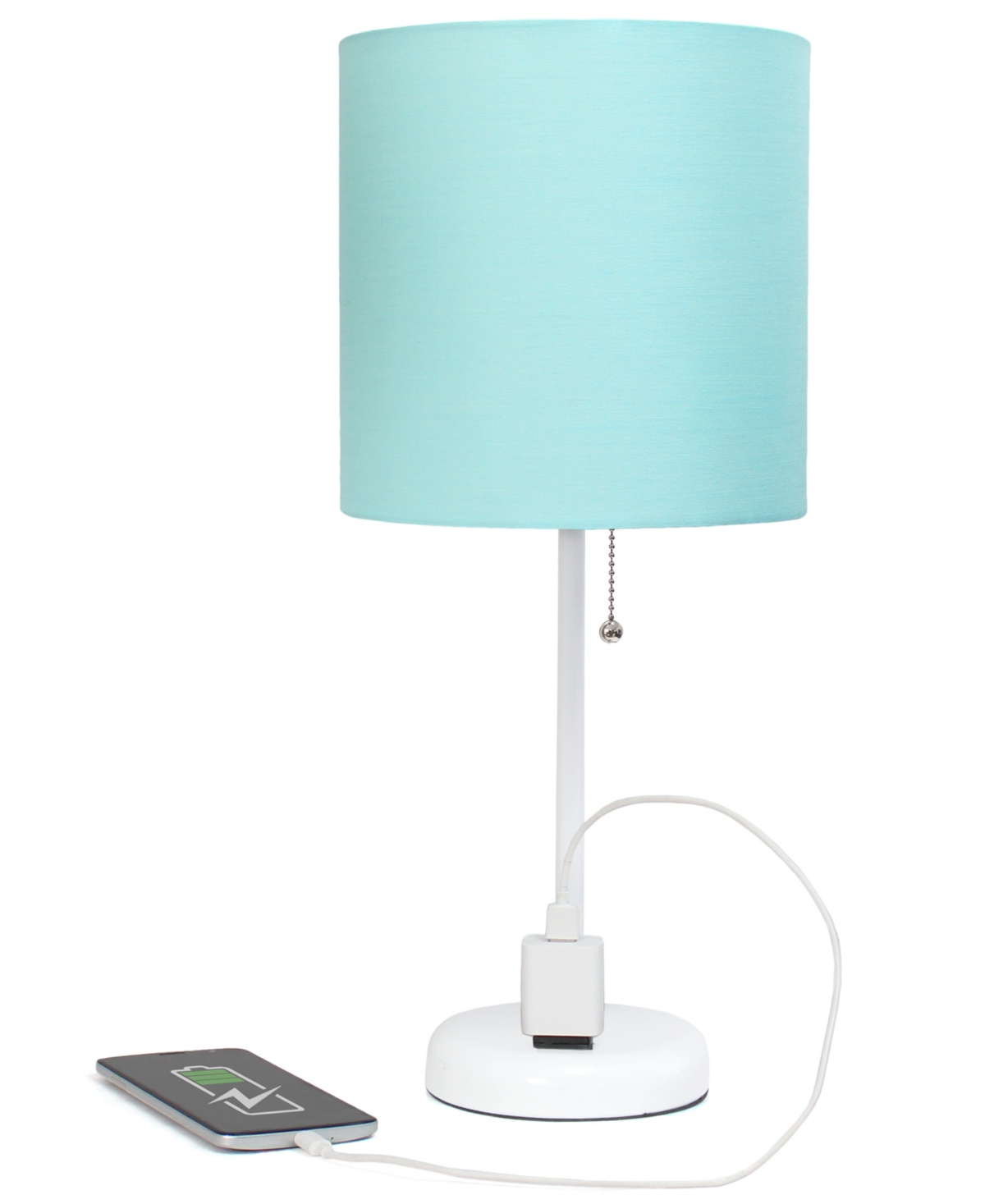 Shop Creekwood Home Oslo 19.5" Contemporary Bedside Standard Metal Table Desk Lamp With White Drum Fabric Shade