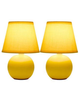 Nauru 8.66" Traditional Petite Ceramic Orb Bedside Table Desk Lamp Two Pack Set, Tapered Drum Fabric Shade 