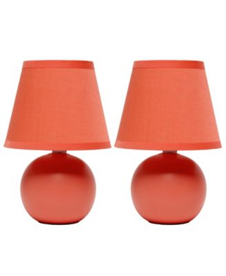 Nauru 8.66" Traditional Petite Ceramic Orb Bedside Table Desk Lamp Two Pack Set, Tapered Drum Fabric Shade 