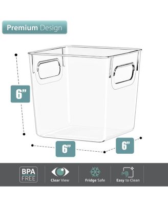 8 Pack Small Clear Storage Bins with Handles - for Kitchen, Cabinet Organizer, Pantry & Refrigerator
