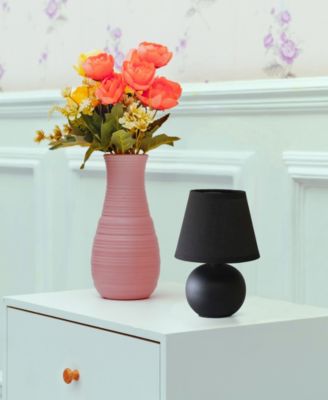 Nauru 8.66" Traditional Petite Ceramic Orb Bedside Table Desk Lamp with Tapered Drum Fabric Shade