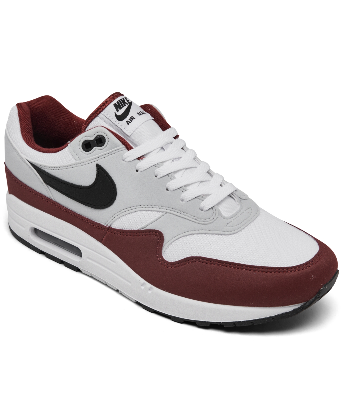 Men's Air Max 1 Casual Sneakers from Finish Line - White, Black, Dark Red