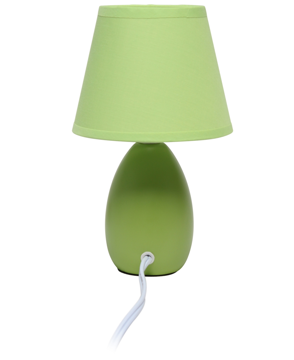Creekwood Home Nauru Traditional Petite Ceramic Oblong Bedside Table Desk Lamp Two Pack Set, Tapered Drum Fabric Shade