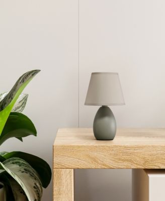 Nauru 9.45" Traditional Petite Ceramic Oblong Bedside Table Desk Lamp with Tapered Drum Fabric Shade 