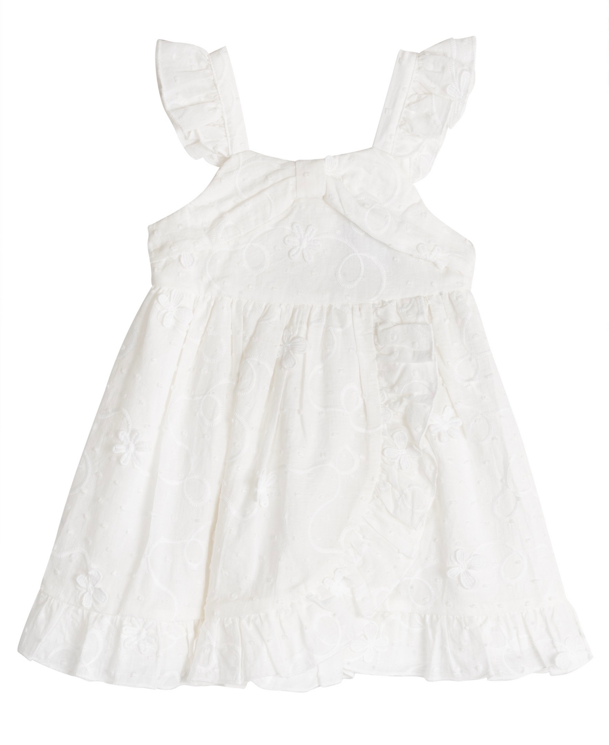 Shop Rare Editions Baby Girl Embroidered Clip Dot Dress In White