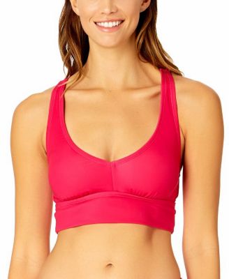 Women's Solid Halter Banded Bra Swim Top