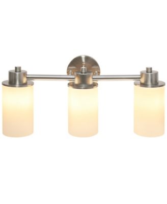 Essentix Contemporary Three Light Metal and Opaque White Glass Shade Vanity Uplight Downlight Wall Mounted Fixture 