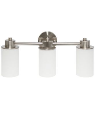 Essentix Contemporary Three Light Metal and Opaque White Glass Shade Vanity Uplight Downlight Wall Mounted Fixture 