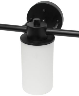 Essentix Contemporary Three Light Metal and Opaque White Glass Shade Vanity Uplight Downlight Wall Mounted Fixture 