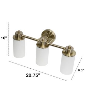 Essentix Contemporary Three Light Metal and Opaque White Glass Shade Vanity Uplight Downlight Wall Mounted Fixture 