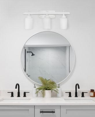 Essentix Contemporary Three Light Metal and Opaque White Glass Shade Vanity Uplight Downlight Wall Mounted Fixture 