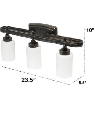 Essentix Contemporary Three Light Metal and Opaque White Glass Shade Vanity Uplight Downlight Wall Mounted Fixture 