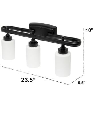 Essentix Contemporary Three Light Metal and Opaque White Glass Shade Vanity Uplight Downlight Wall Mounted Fixture 