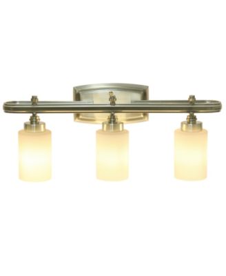 Essentix Contemporary Three Light Metal and Opaque White Glass Shade Vanity Uplight Downlight Wall Mounted Fixture 