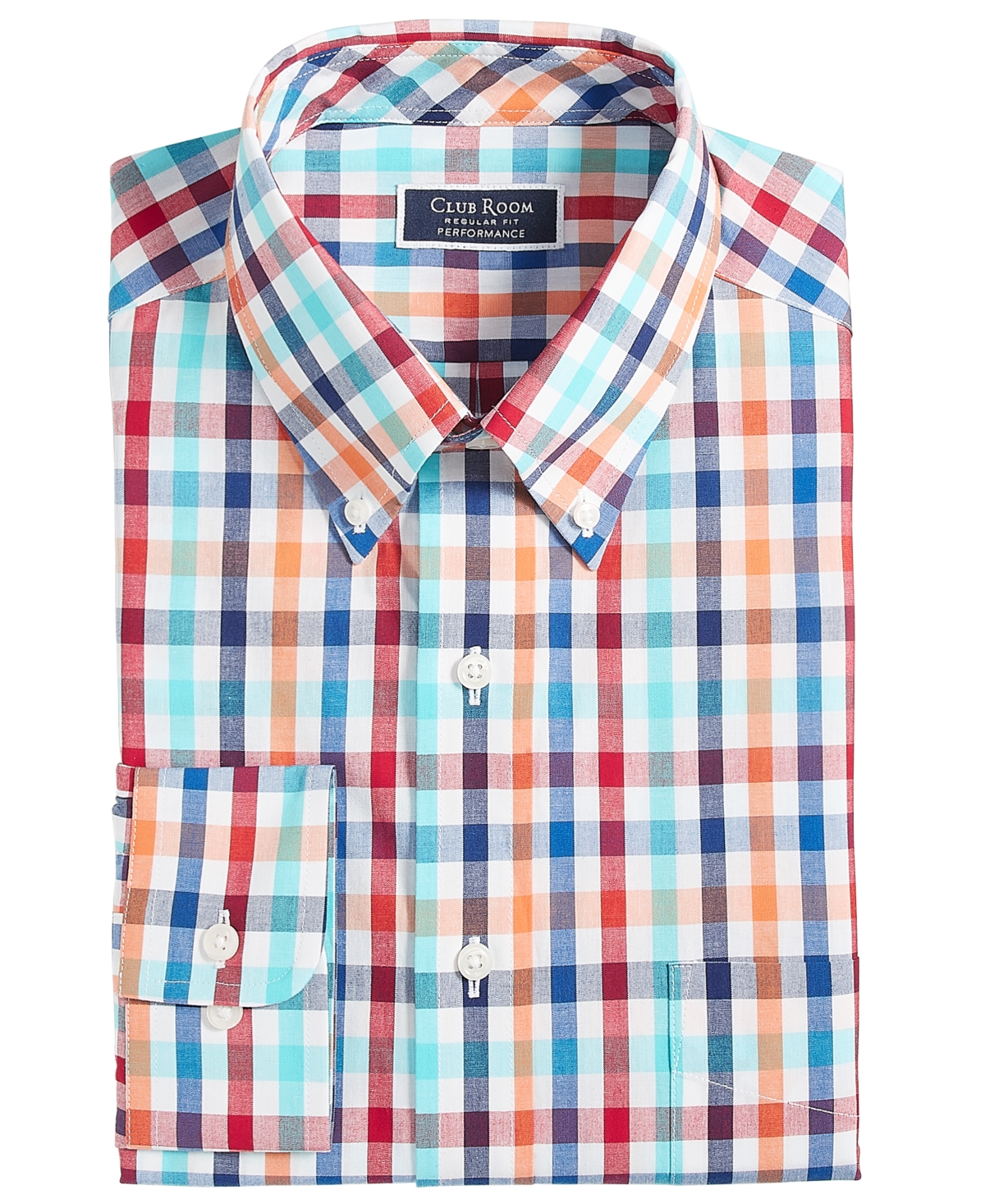 Club Room Men's Regular-Fit Multicolor Plaid Dress Shirt, Created for Macy's