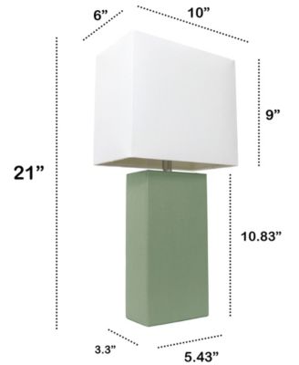 Lalia Home Lexington 21" Leather Base Modern Home D&eacute;cor Bedside Table Lamp with White Rectangular Fabric Shade