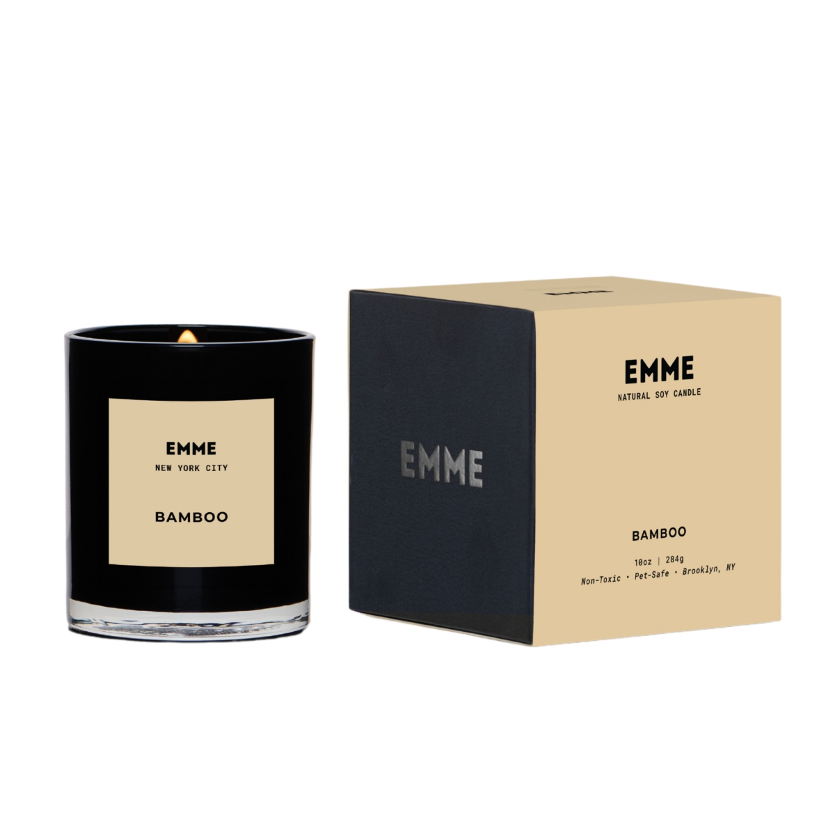 Natural Soy Bamboo Scented Candle Jar, 10 oz - Black