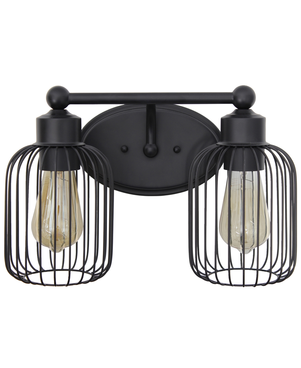 Shop Lalia Home Ironhouse Two Light Industrial Decorative Cage Vanity Uplight Downlight Wall Mounted Fixture In Black