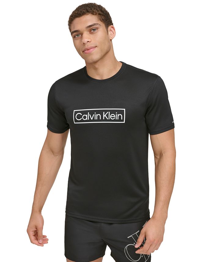 Calvin Klein Men's 4Way Stretch QuickDry Box LogoPrint Rash Guard