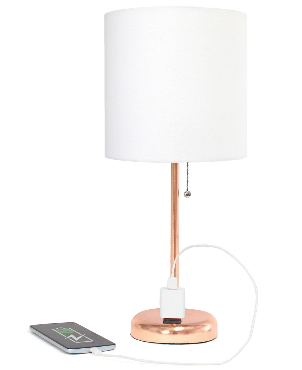 Shop Creekwood Home Oslo 19.5" Contemporary Bedside Power Outlet Base Standard Metal Table Desk Lamp In Multi