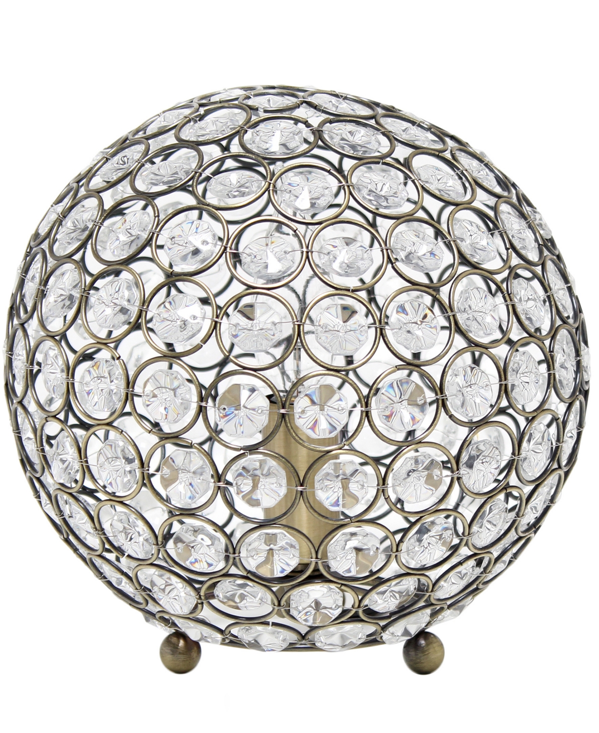 Shop Lalia Home 8" Elipse Medium Contemporary Metal Crystal Round Sphere Glamorous Orb Table Lamp In Antique Brass