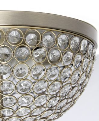 13" Classix Crystal Glam Two Light Decorative Dome Shaped Metal Flush Mount Ceiling Fixture