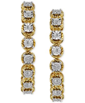Diamond Rope-Frame Medium Hoop Earrings (1/4 ct. t.w.) in Sterling Silver or Gold-Plated Sterling Silver