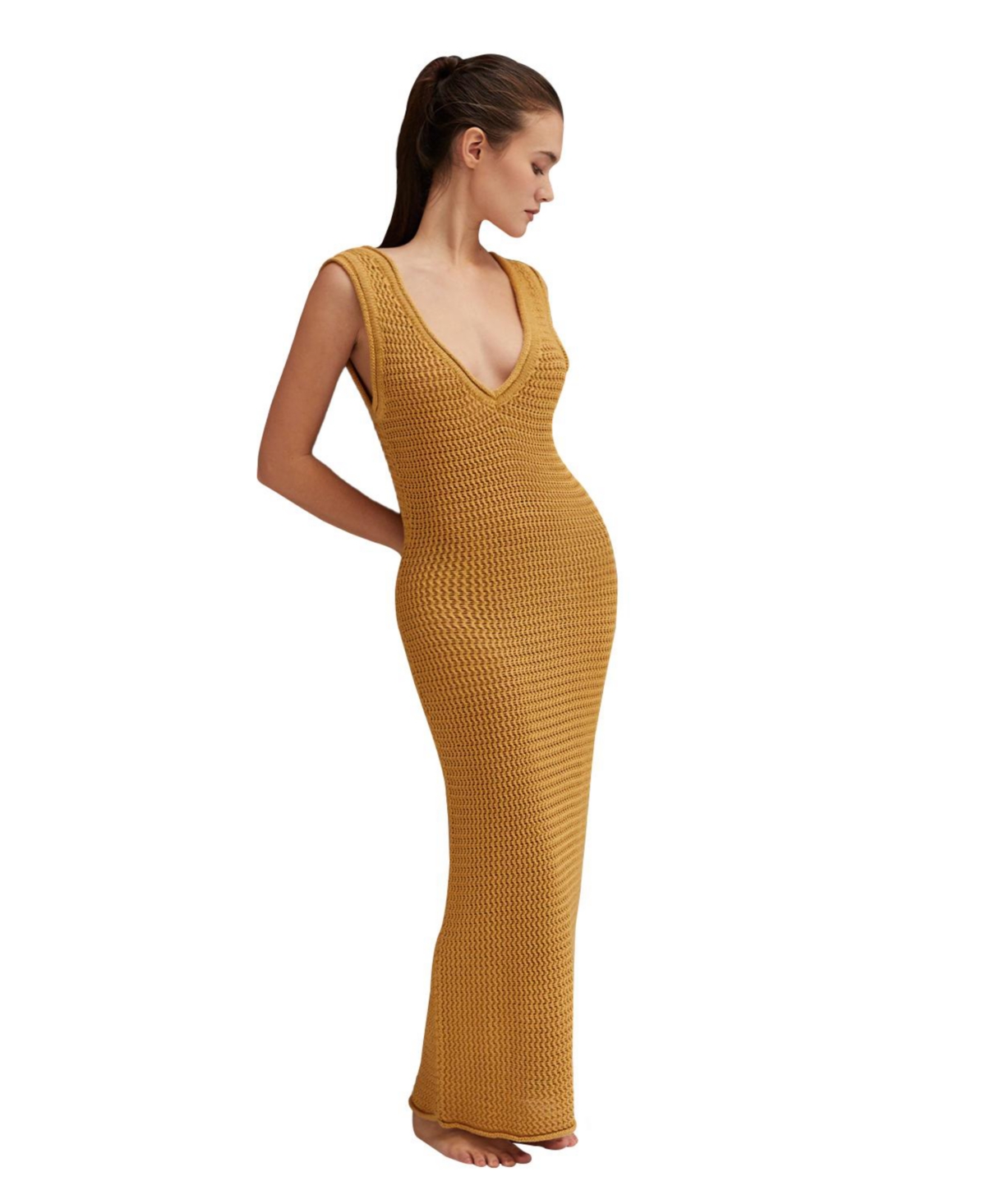Women's Emma Cotton Weave Maxi Dress - Dark yellow + midsummer gold