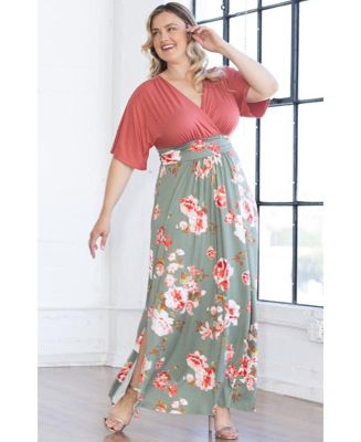 Plus Size Havana Color Block Maxi Dress