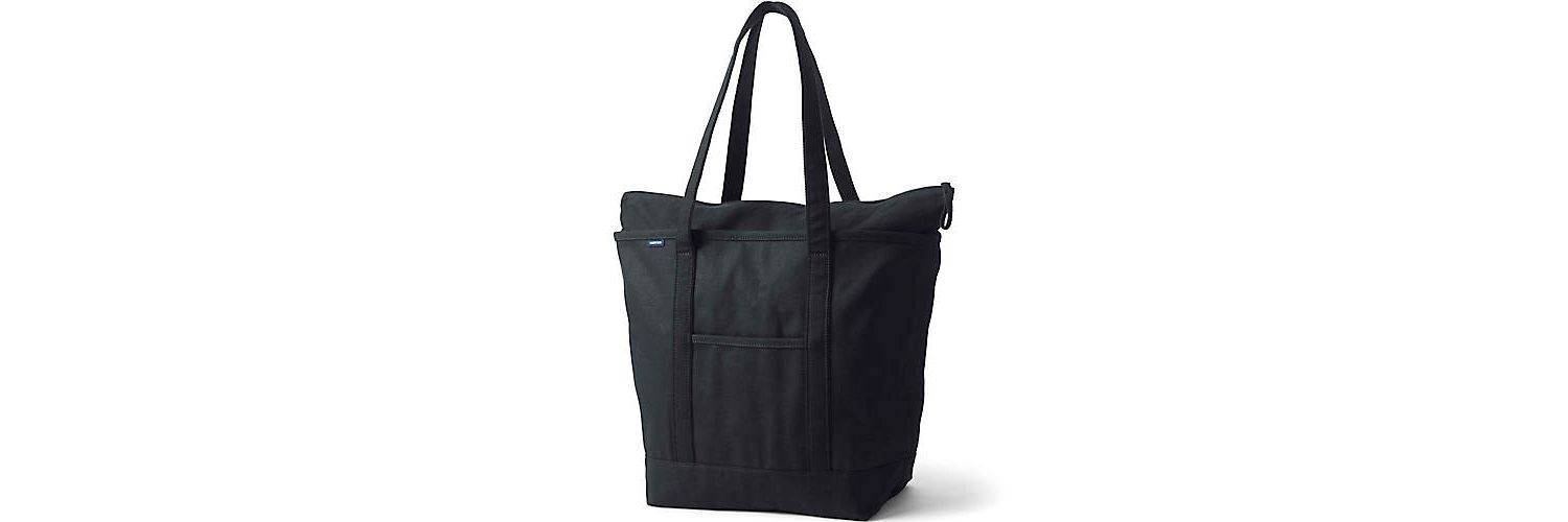 Large 5 Pocket Zip Top Long Handle Canvas Tote Bag