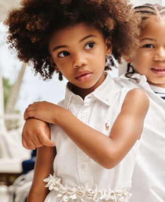 Girls' 2T-6X Belted Cotton Oxford Shirtdress