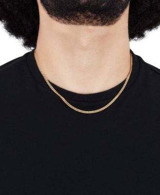 Lightweight Polished Two-Tone Double Curb Link 18" Chain Necklace (3-1/5mm) in 10k Gold